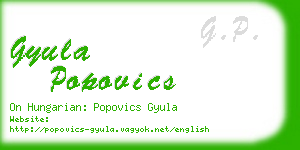 gyula popovics business card